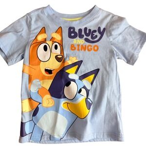 Bluey and Bingo Kids T-Shirt Light Blue 4T Cartoon Character Tee